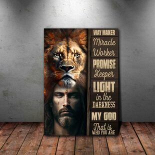 lion of judah just pray vertical canvas poster wall art9323