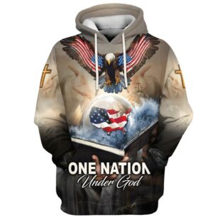 one nation under god american flag eagle god hand hoodie 3d printed hoodie christmas gift7313