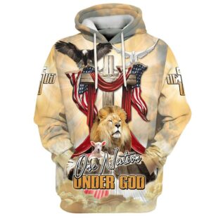 one nation under god american flag eagle lion and lamb hoodie 3d printed hoodie christmas gift8322