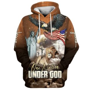 one nation under god bald eagle american flag and lion hoodies 3d printed hoodie christmas gift1849