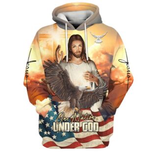 one nation under god jesus eagle cross hoodies jesus hoodie 3d printed hoodie christmas gift1838