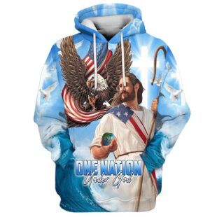 one nation under god jesus holding earth hoodies jesus hoodie 3d printed hoodie christmas gift6569