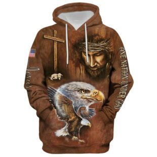 one nation under god patriotic eagle american flag hoodie 3d printed hoodie christmas gift4856