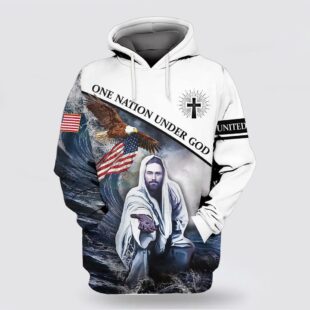 patriot eagle flag one nation under god jesus cross 3d hoodies for women men christmas gift4537