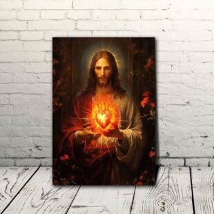 sacred heart of jesus canvas jesus the savior canvas poster wall art0422