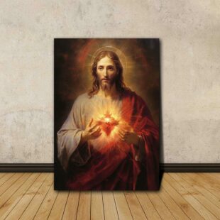 sacred heart of jesus god canvas poster wall art1136