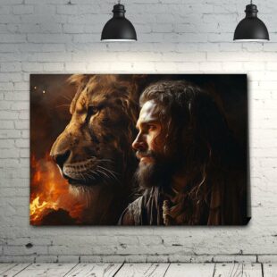 saviors strength jesus christ and lion of judah canvas poster wall art3679