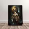 stunning woman warrior and lion canvas poster wall art1562