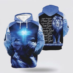 the lion cross happy moments praise god 3d hoodies for women men christmas gift6629