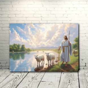 walking along with the lamb of god jesus christ canvas poster wall art4473