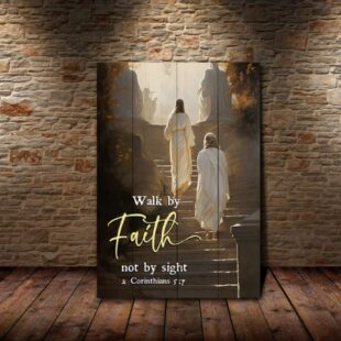 walking with the god to heaven woman walking with jesus canvas poster wall art4949