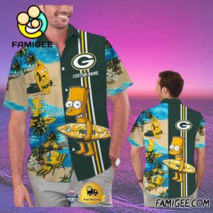 NFL Geen Bay Packers Special Bart Simpson Tropical Hawaiian Shirt Packers Aloha Shirt 2