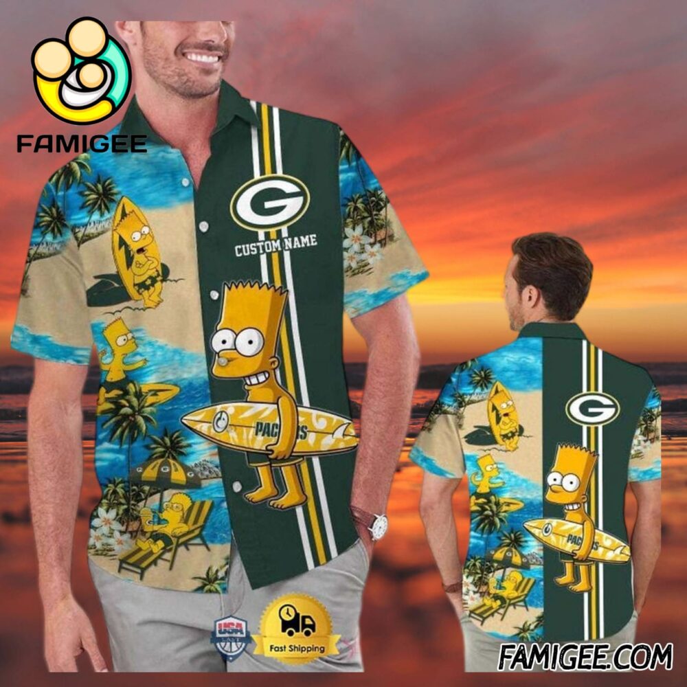 NFL Geen Bay Packers Special Bart Simpson Tropical Hawaiian Shirt Packers Aloha Shirt 3