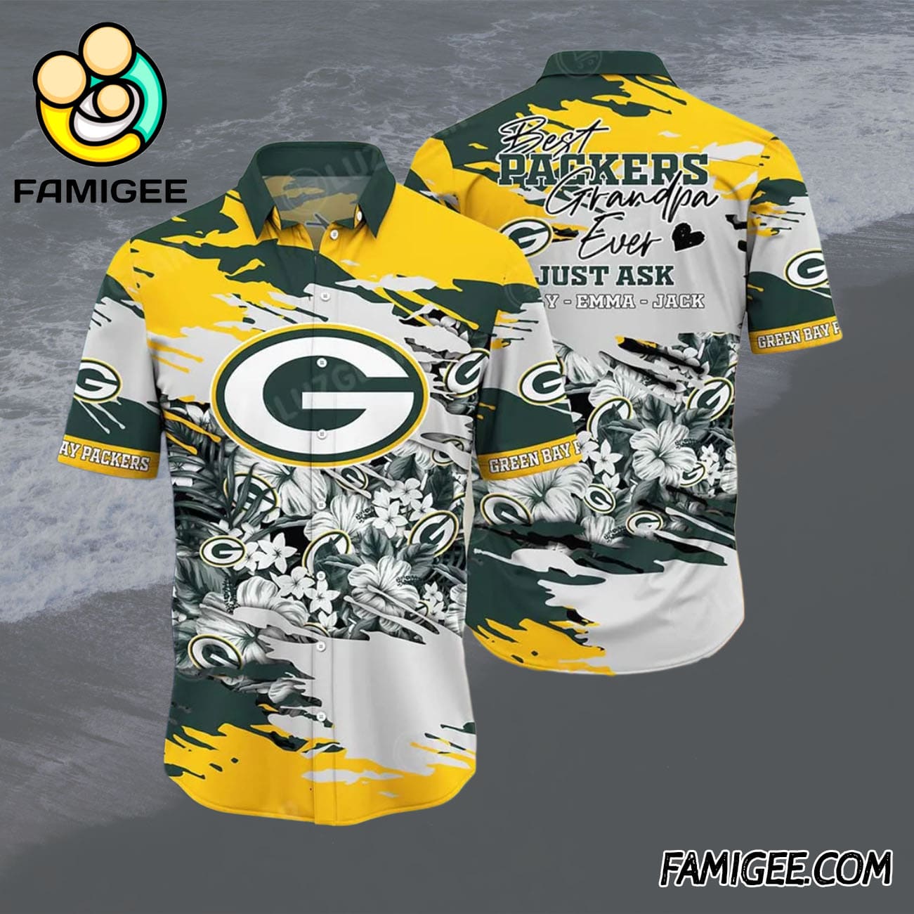 NFL Green Bay Packers Best Grandpa Floral Hawaiian Shirt, Packers Aloha Shirt NFL Green Bay Packers Best Grandpa Floral Hawaiian Shirt, Packers Aloha Shirt
