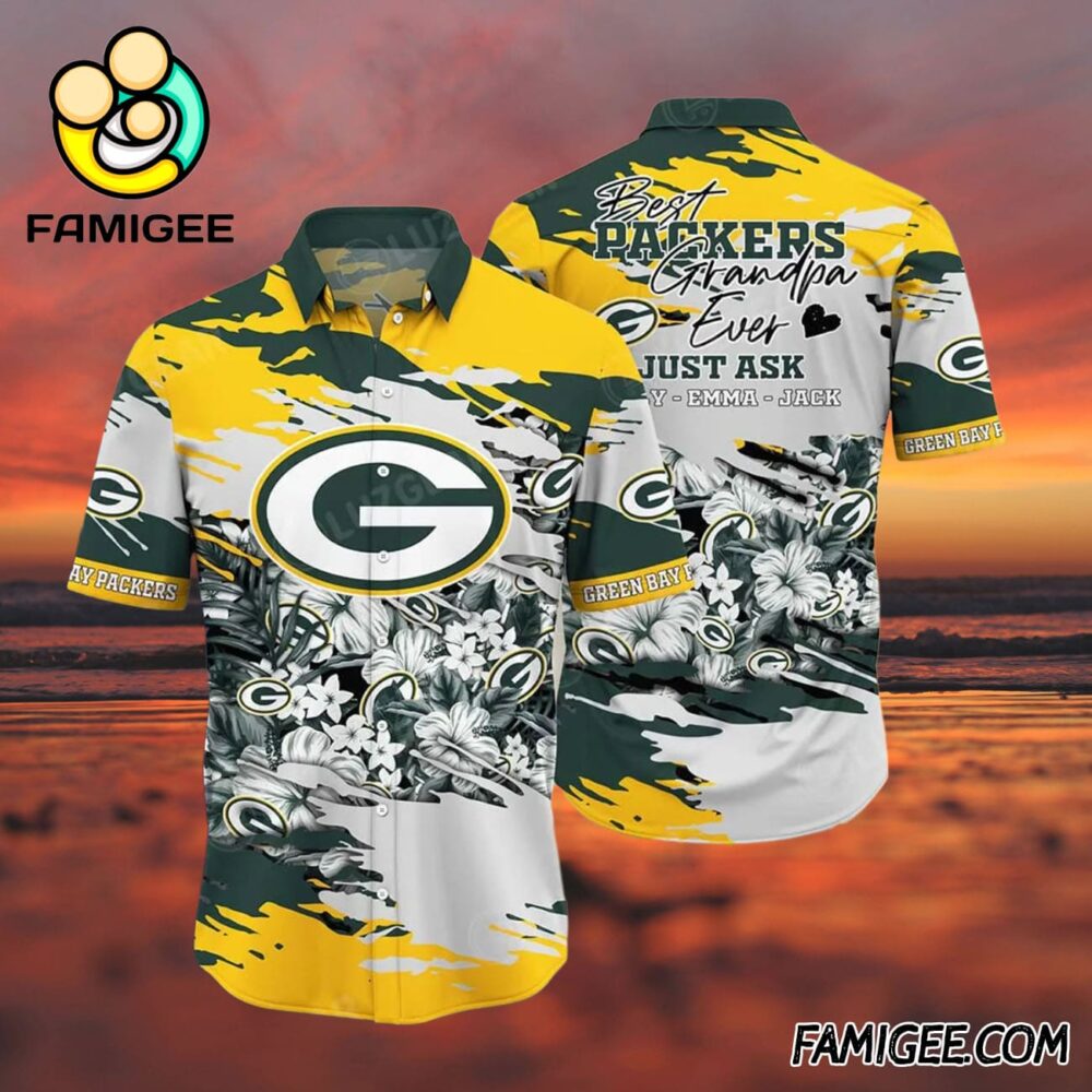 NFL Green Bay Packers Best Grandpa Floral Hawaiian Shirt Packers Aloha Shirt 3
