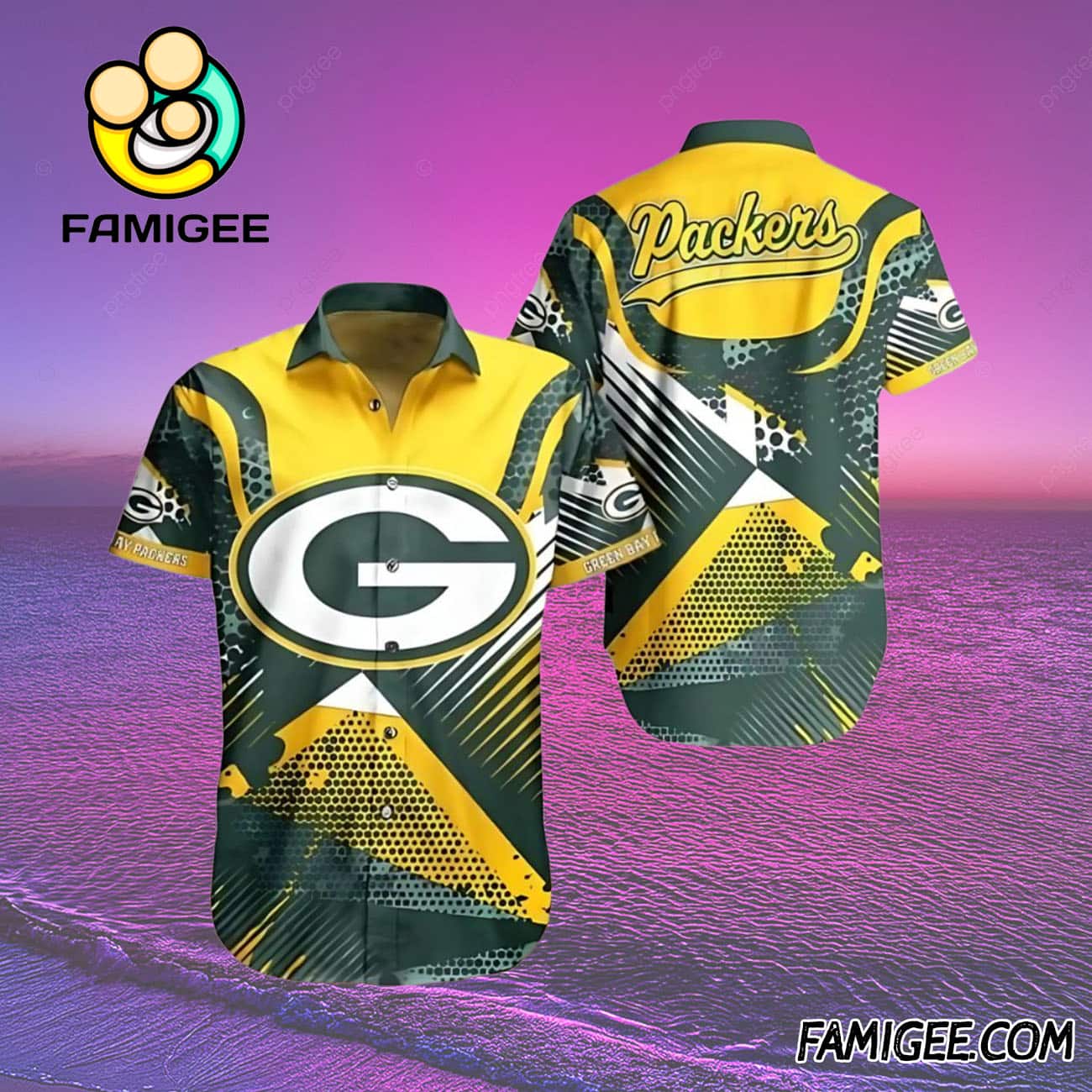 NFL Green Bay Packers Bold Geometric Hawaiian Shirt, Packers Aloha Shirt NFL Green Bay Packers Bold Geometric Hawaiian Shirt, Packers Aloha Shirt
