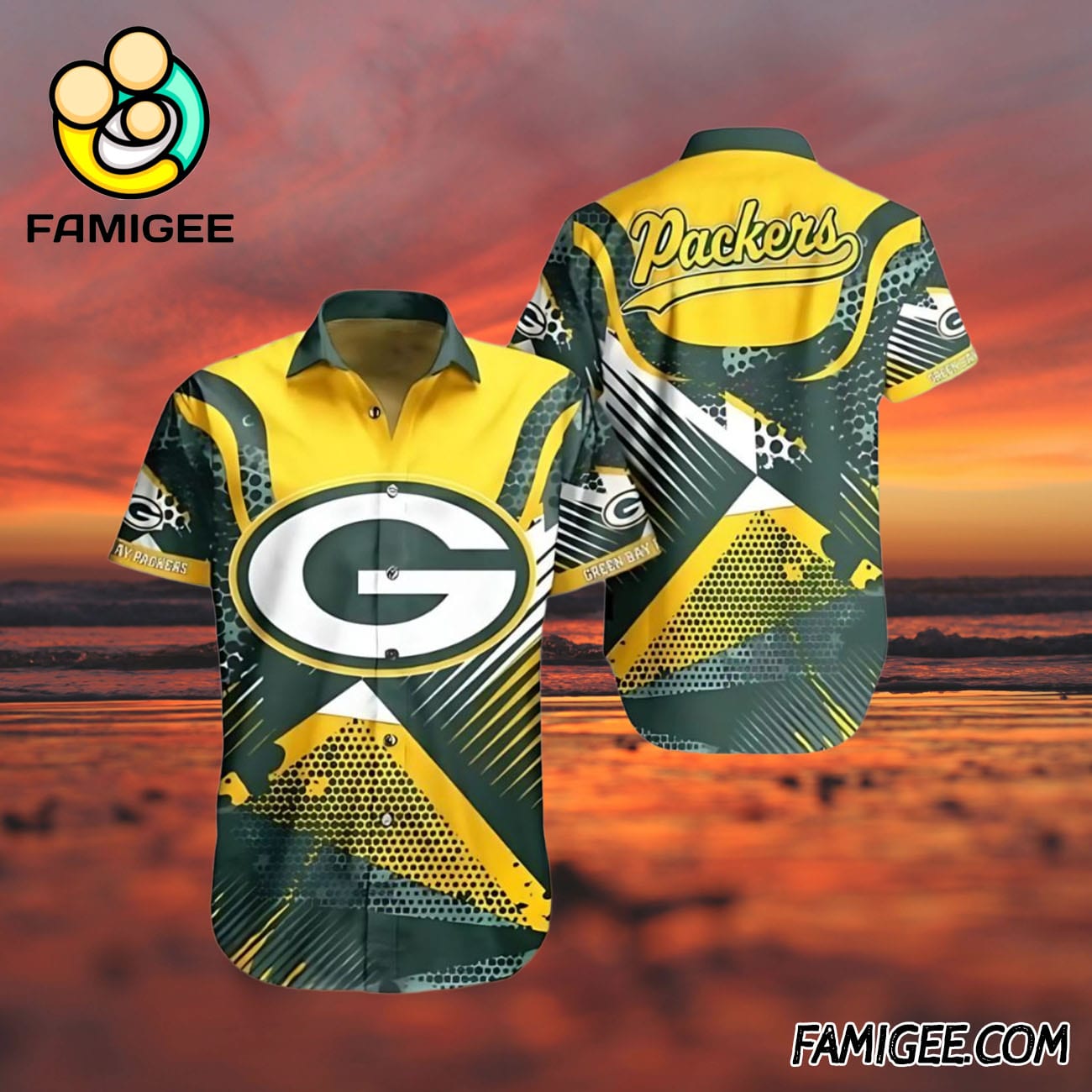 NFL Green Bay Packers Bold Geometric Hawaiian Shirt, Packers Aloha Shirt NFL Green Bay Packers Bold Geometric Hawaiian Shirt, Packers Aloha Shirt