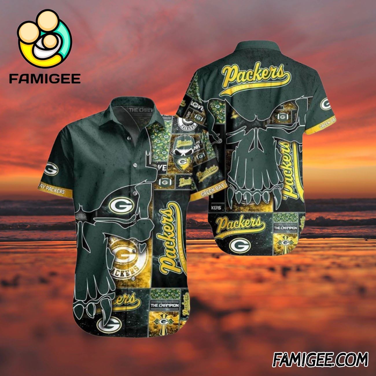 NFL Green Bay Packers Champions Roar Hawaiian Shirt, Packers Aloha Shirt NFL Green Bay Packers Champions Roar Hawaiian Shirt, Packers Aloha Shirt