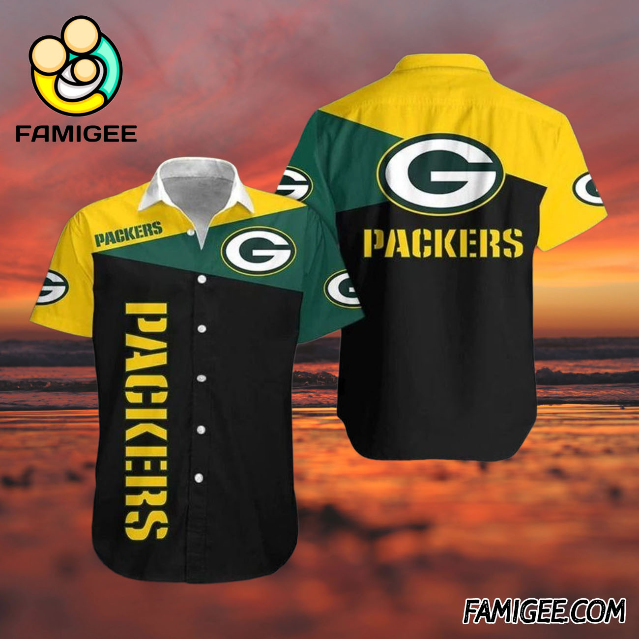 NFL Green Bay Packers Classic Bold Stripe Hawaiian Shirt, Packers Aloha Shirt NFL Green Bay Packers Classic Bold Stripe Hawaiian Shirt, Packers Aloha Shirt