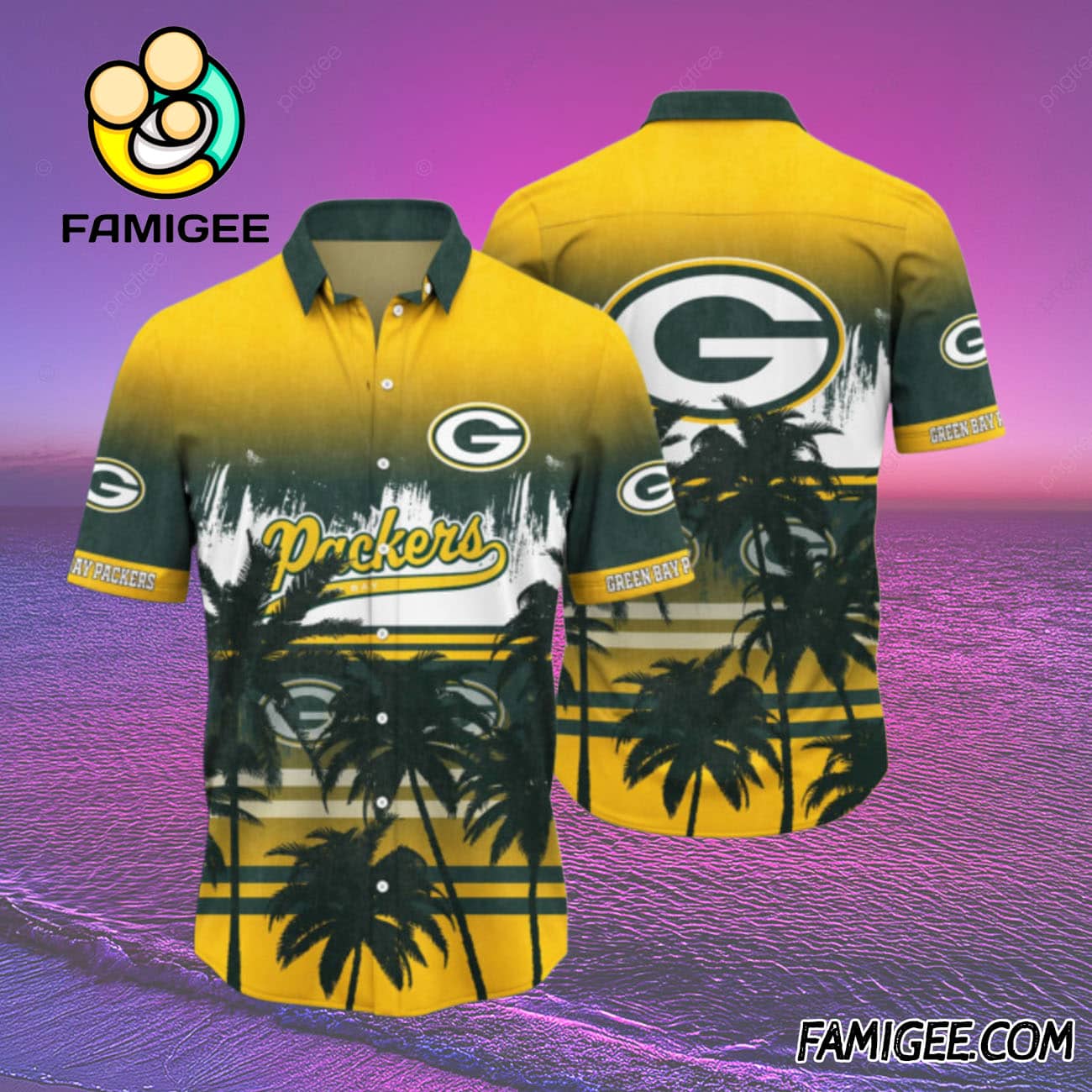 NFL Green Bay Packers Coconut Tree Hawaiian Shirt, Packers Aloha Shirt NFL Green Bay Packers Coconut Tree Hawaiian Shirt, Packers Aloha Shirt