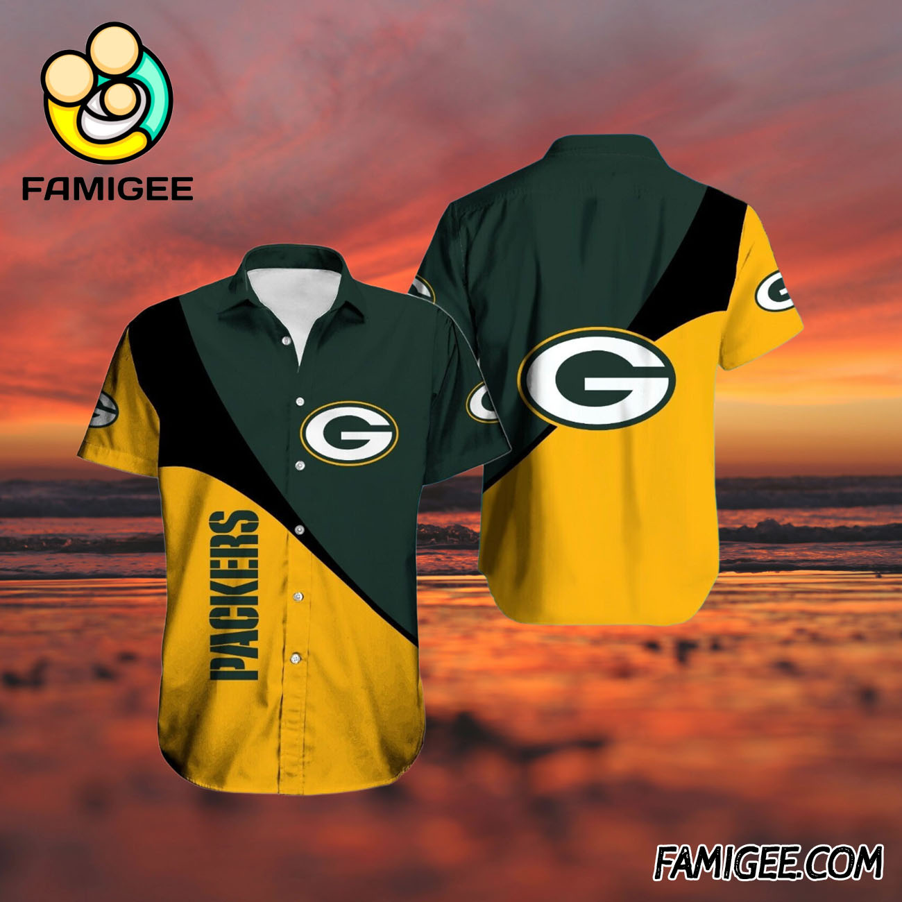 NFL Green Bay Packers Diagonal Power Hawaiian Shirt, Packers Aloha Shirt NFL Green Bay Packers Diagonal Power Hawaiian Shirt, Packers Aloha Shirt