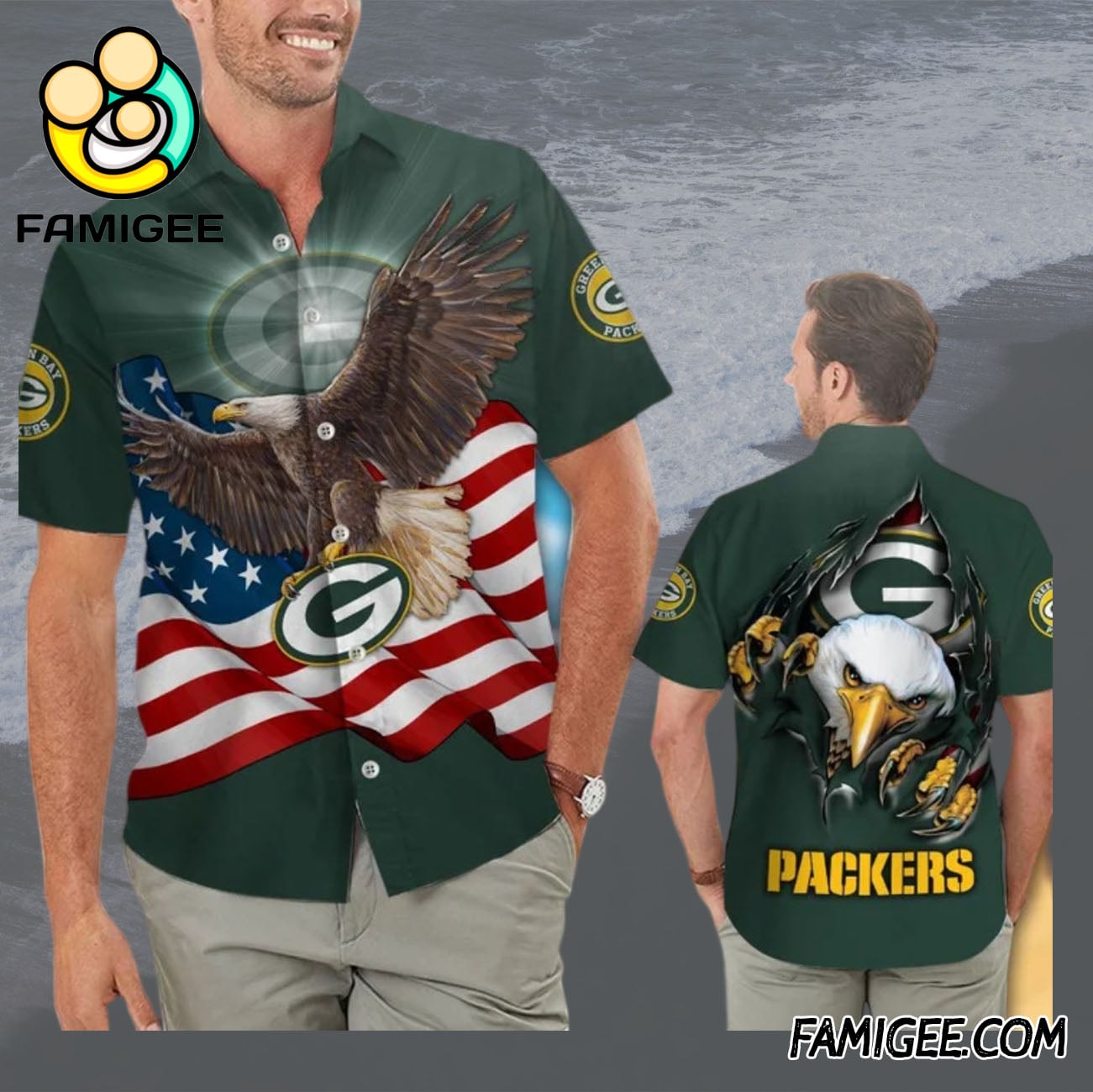 NFL Green Bay Packers Eagle Pride Hawaiian Shirt, Packers Aloha Shirt NFL Green Bay Packers Eagle Pride Hawaiian Shirt, Packers Aloha Shirt