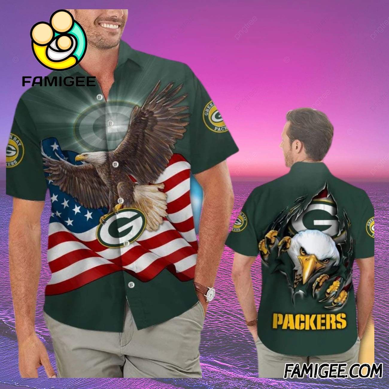 NFL Green Bay Packers Eagle Pride Hawaiian Shirt, Packers Aloha Shirt NFL Green Bay Packers Eagle Pride Hawaiian Shirt, Packers Aloha Shirt
