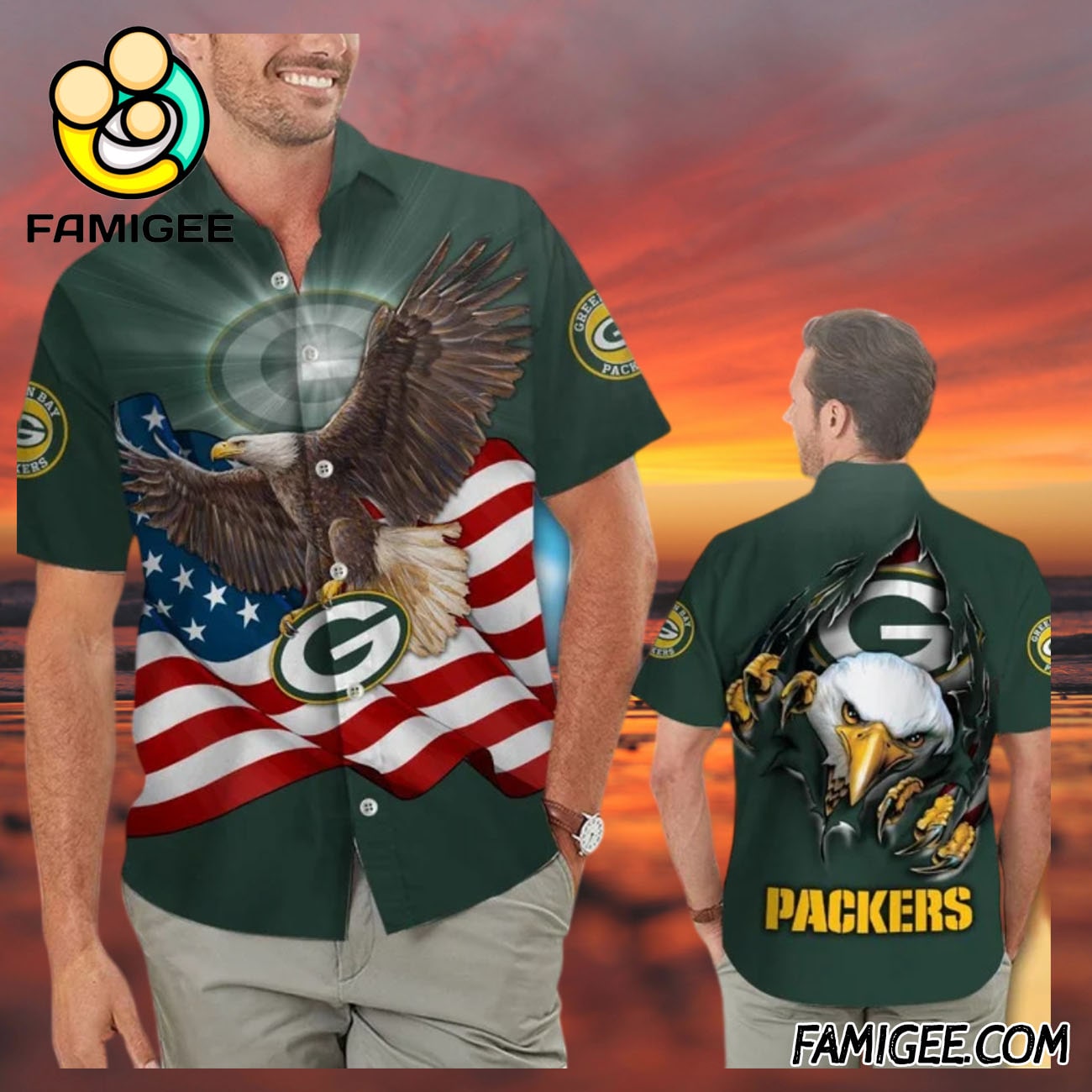 NFL Green Bay Packers Eagle Pride Hawaiian Shirt, Packers Aloha Shirt NFL Green Bay Packers Eagle Pride Hawaiian Shirt, Packers Aloha Shirt