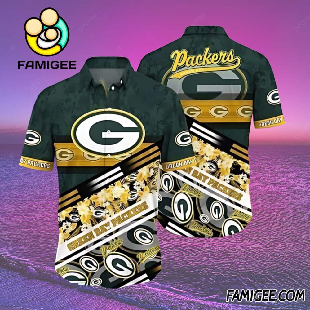 NFL Green Bay Packers Floral Fan Frenzy Hawaiian Shirt Packers Aloha Shirt 2