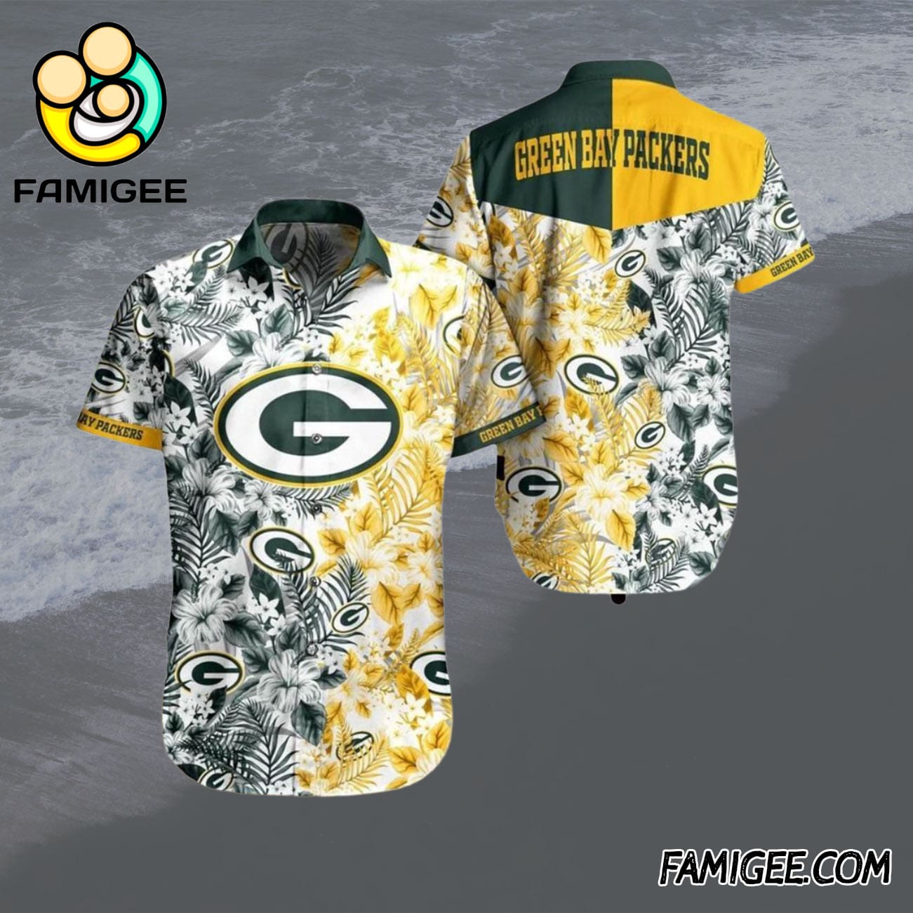 NFL Green Bay Packers Floral Gold Rush Hawaiian Shirt, Packers Aloha Shirt NFL Green Bay Packers Floral Gold Rush Hawaiian Shirt, Packers Aloha Shirt