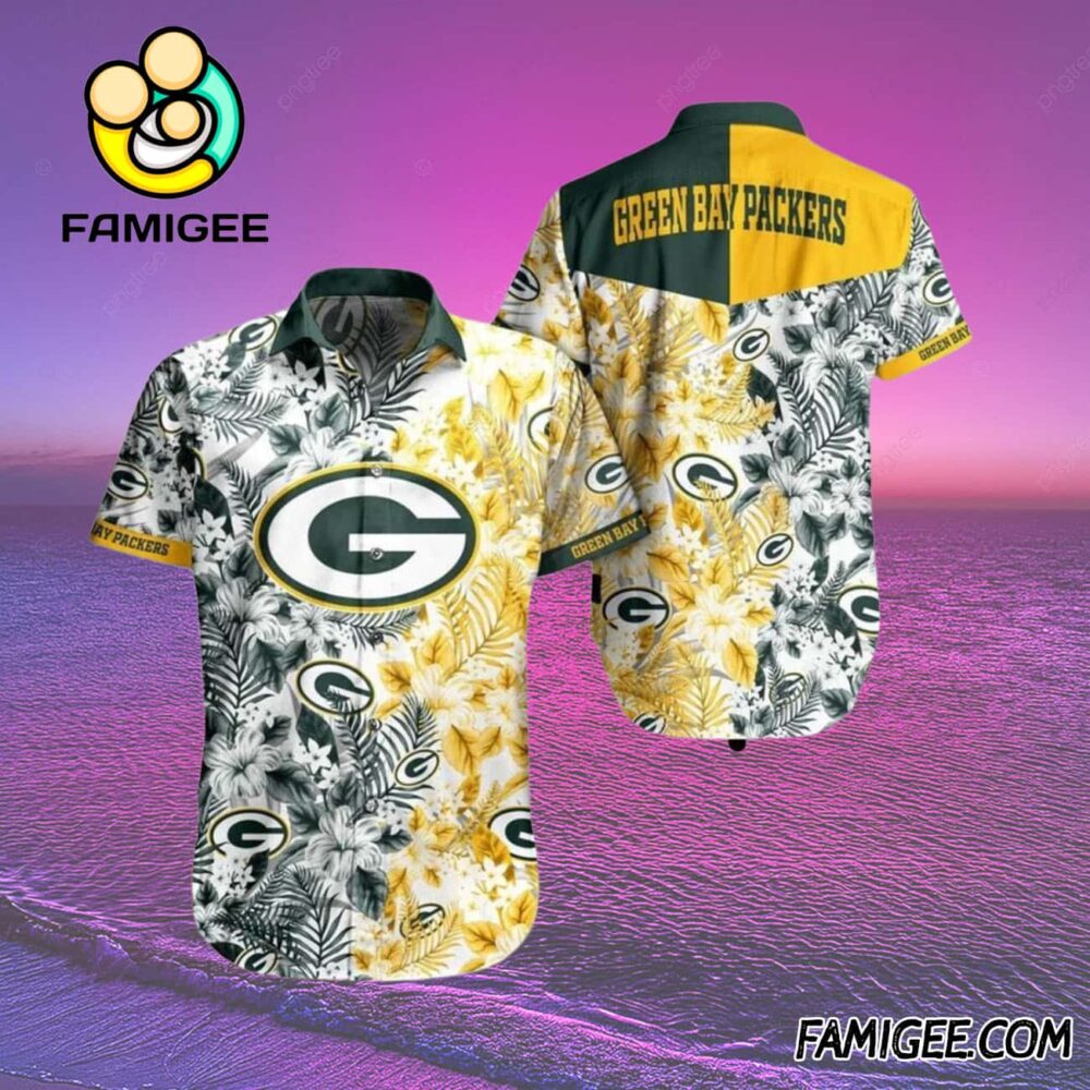 NFL Green Bay Packers Floral Gold Rush Hawaiian Shirt Packers Aloha Shirt 2