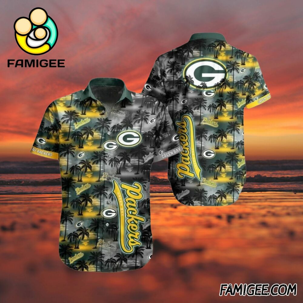 NFL Green Bay Packers Island Nightfall Hawaiian Shirt Packers Aloha Shirt 3