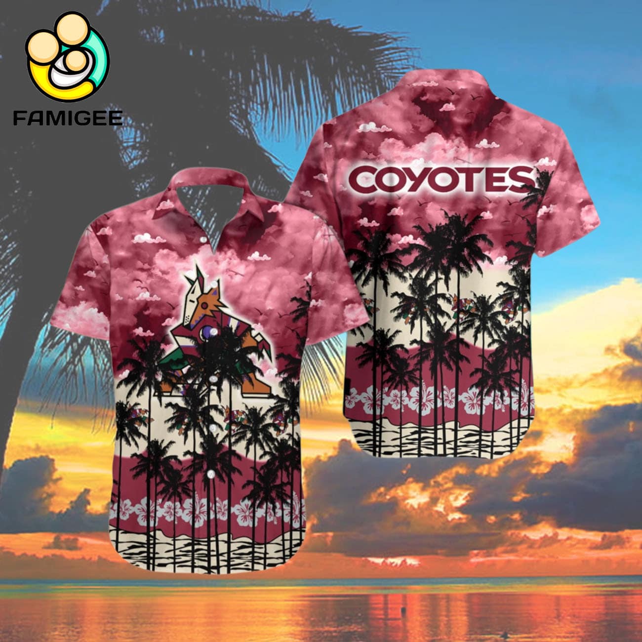 Arizona Coyotes Tree Hawaiian Shirt Arizona Coyotes Tree Hawaiian Shirt