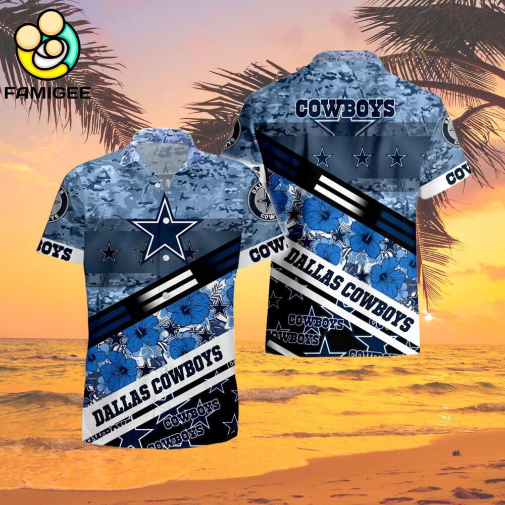 Dallas Cowboys Nfl 3d Camo Floral T Hawaiian Shirt 2