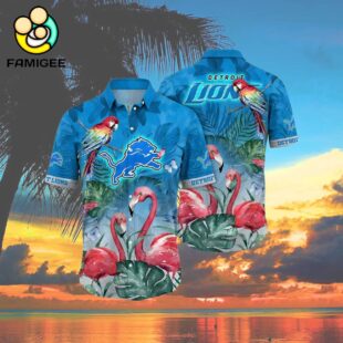 Detroit Lions 2024 Flamingo And Parrot Hawaiian Shirt 4
