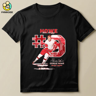 Gordie Howe 9 Detroit Red Wings Hockey Throwback Signature Shirt