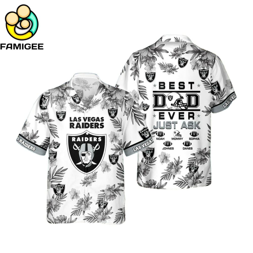 Las Vegas Raiders Best Dad Ever Custom Family Name Best Gift For Dad Hawaiian Shirt 1