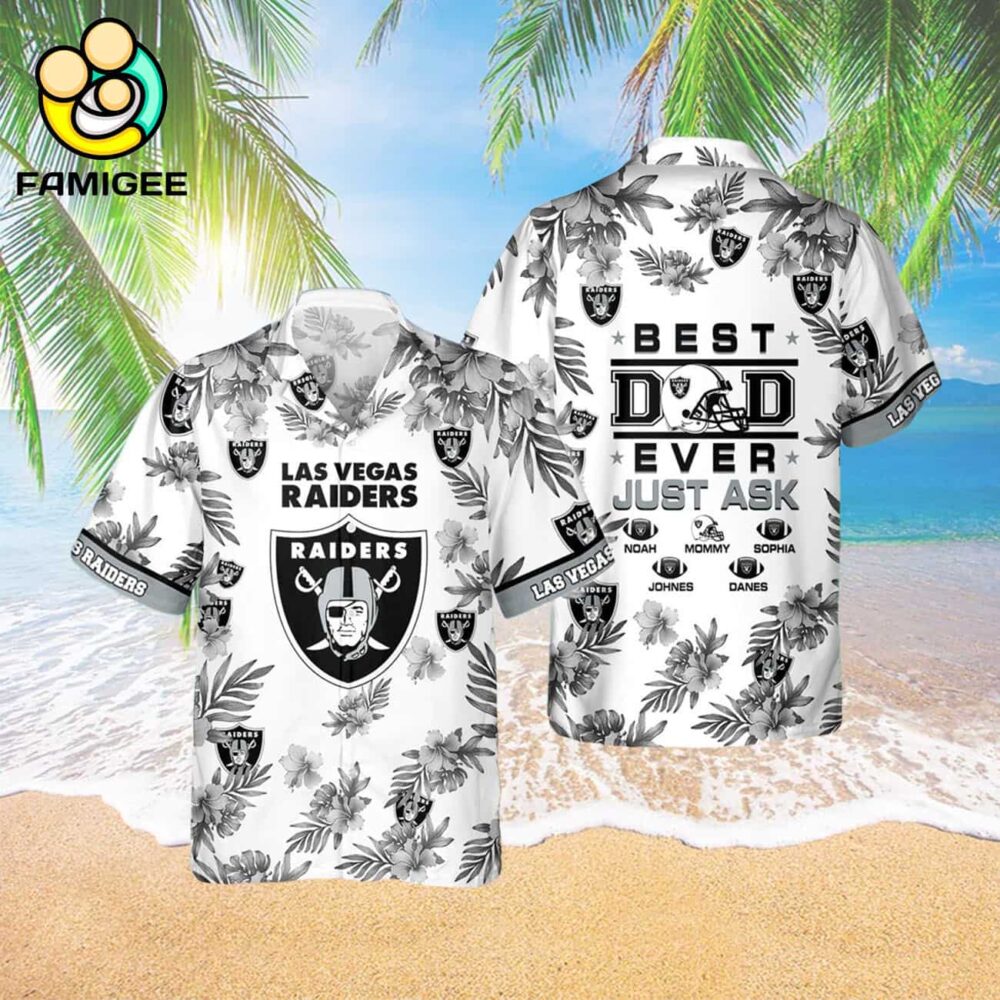 Las Vegas Raiders Best Dad Ever Custom Family Name Best Gift For Dad Hawaiian Shirt 3