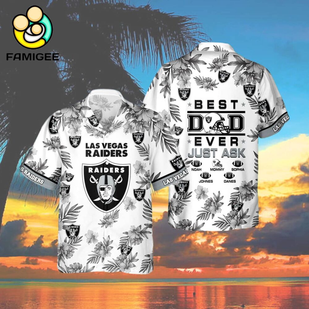 Las Vegas Raiders Best Dad Ever Custom Family Name Best Gift For Dad Hawaiian Shirt 4
