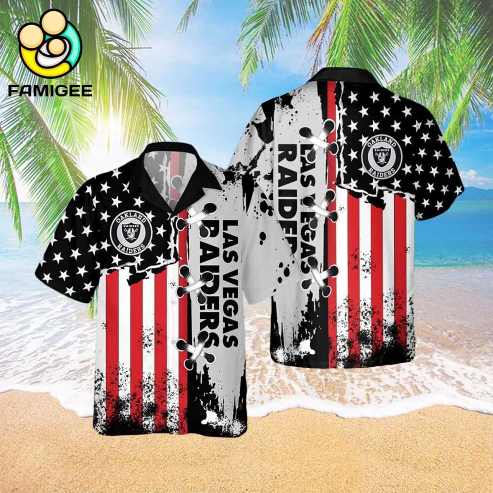 Las Vegas Raiders Nfl American Flag Color Independence Day Hawaiian Shirt 3