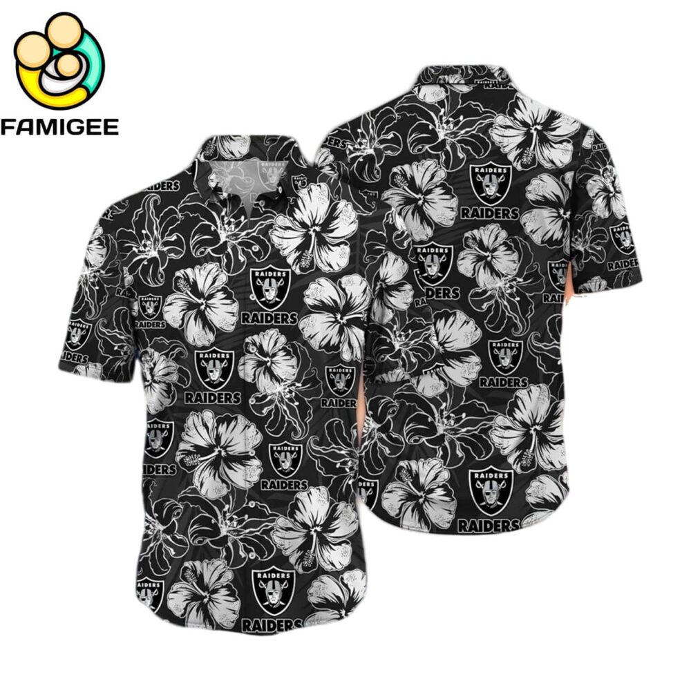 Las Vegas Raiders Nfl Floral Button Hawaiian Shirt 1