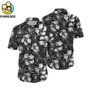 Las Vegas Raiders Nfl Floral Button Hawaiian Shirt 1