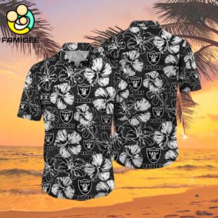 Las Vegas Raiders Nfl Floral Button Hawaiian Shirt 2