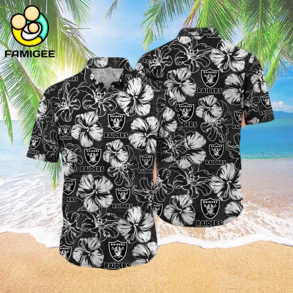 Las Vegas Raiders Nfl Floral Button Hawaiian Shirt 3