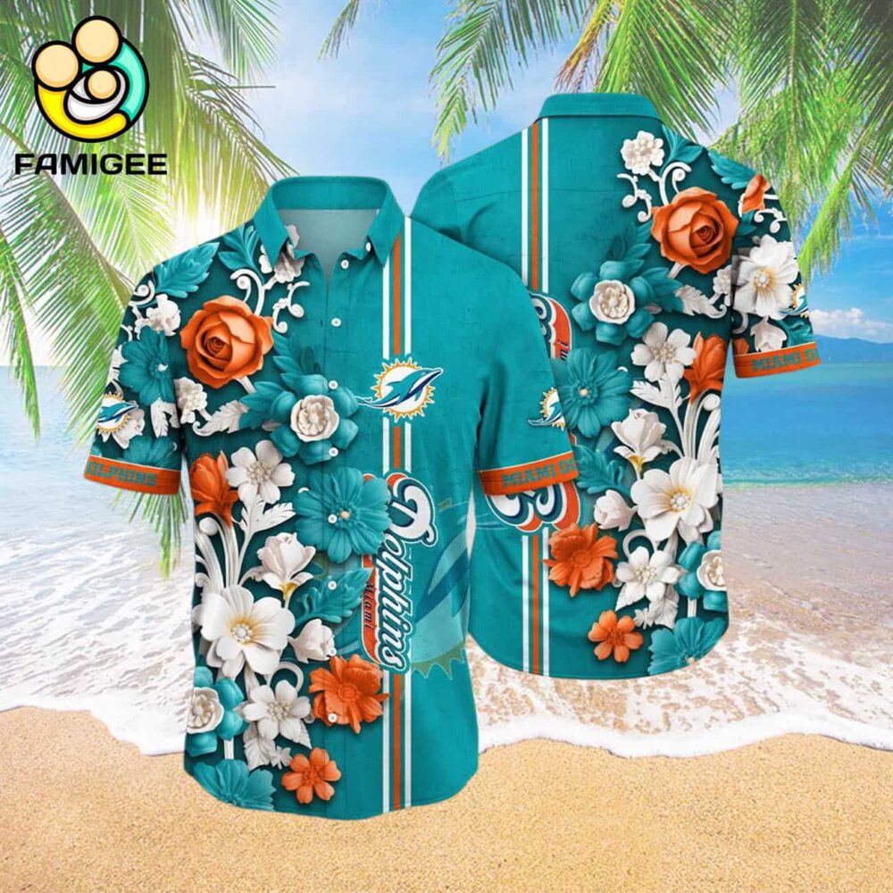 Miami Dolphins Flower For Fans New Summer Aloha Football Hawaiian Shirt 3