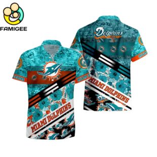 Miami Dolphins Nfl 3d Camo Floral T Hawaiian Shirt 1