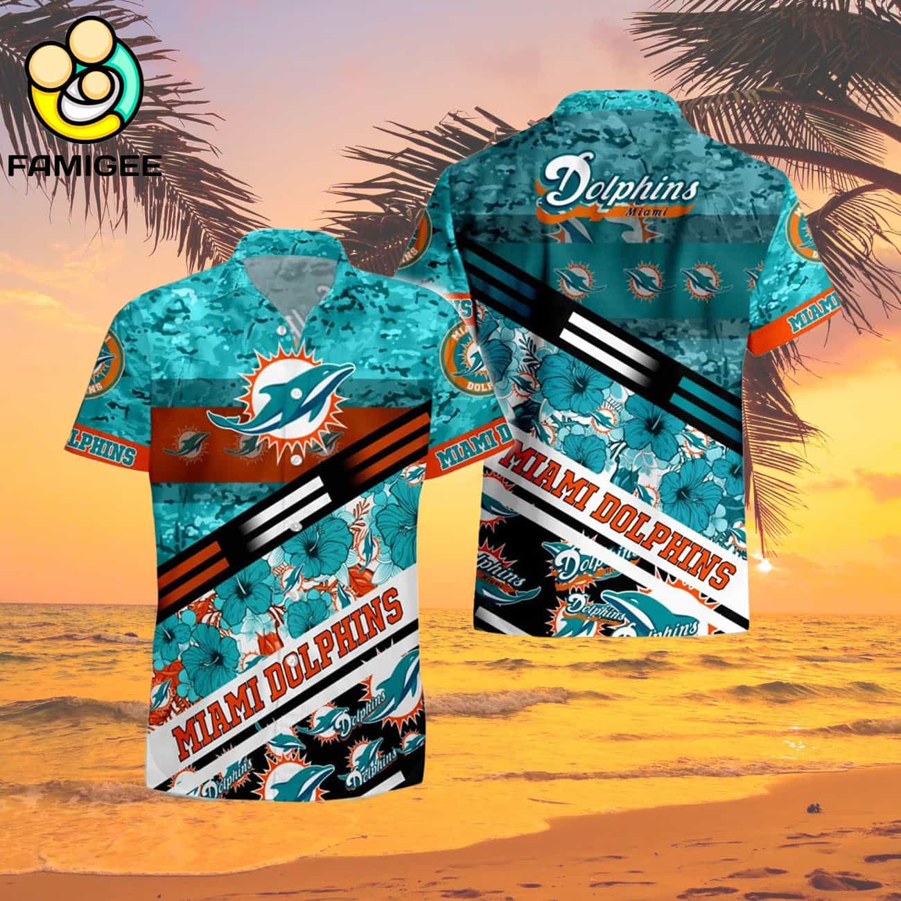 Miami Dolphins Nfl 3d Camo Floral T Hawaiian Shirt Miami Dolphins Nfl 3d Camo Floral T Hawaiian Shirt