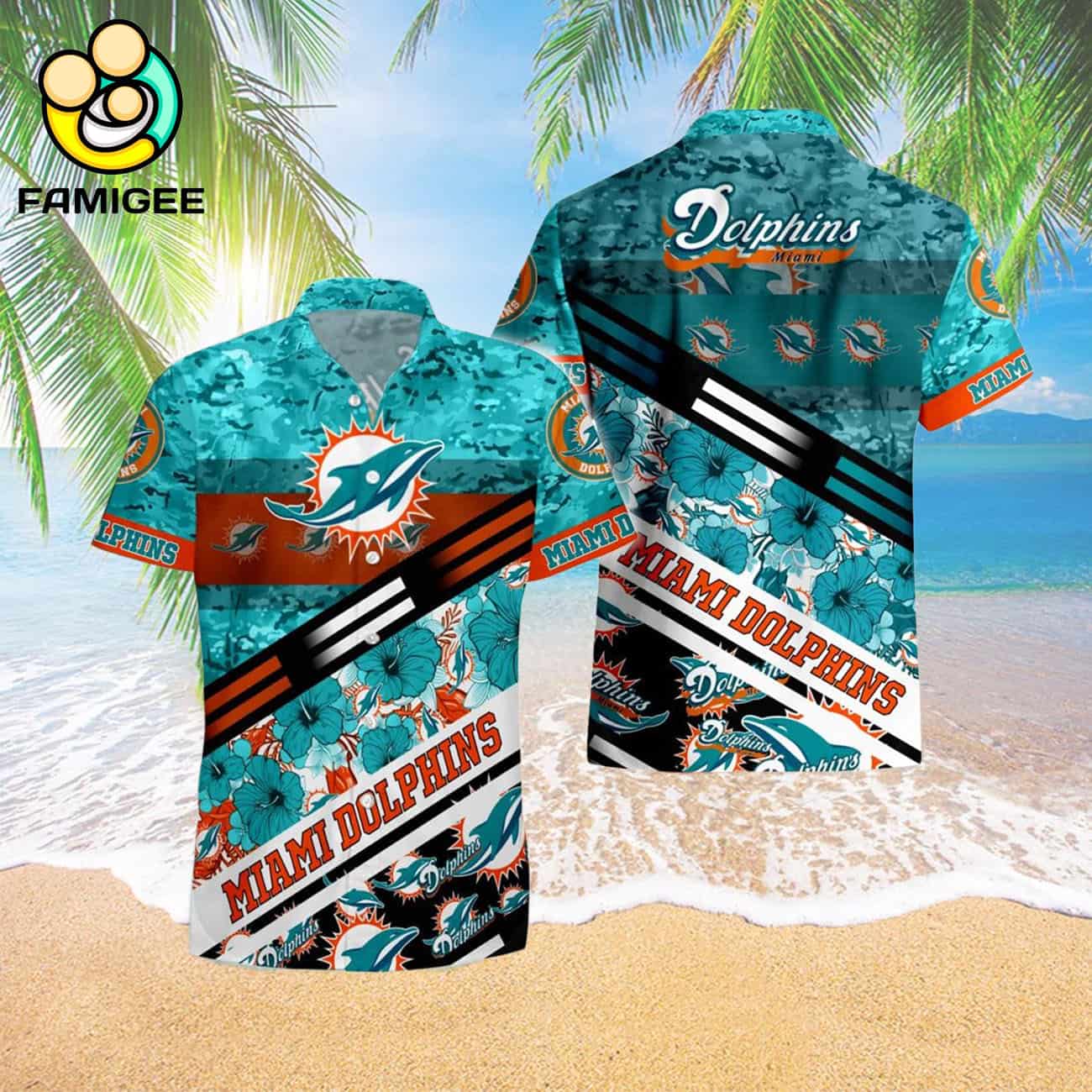 Miami Dolphins Nfl 3d Camo Floral T Hawaiian Shirt Miami Dolphins Nfl 3d Camo Floral T Hawaiian Shirt