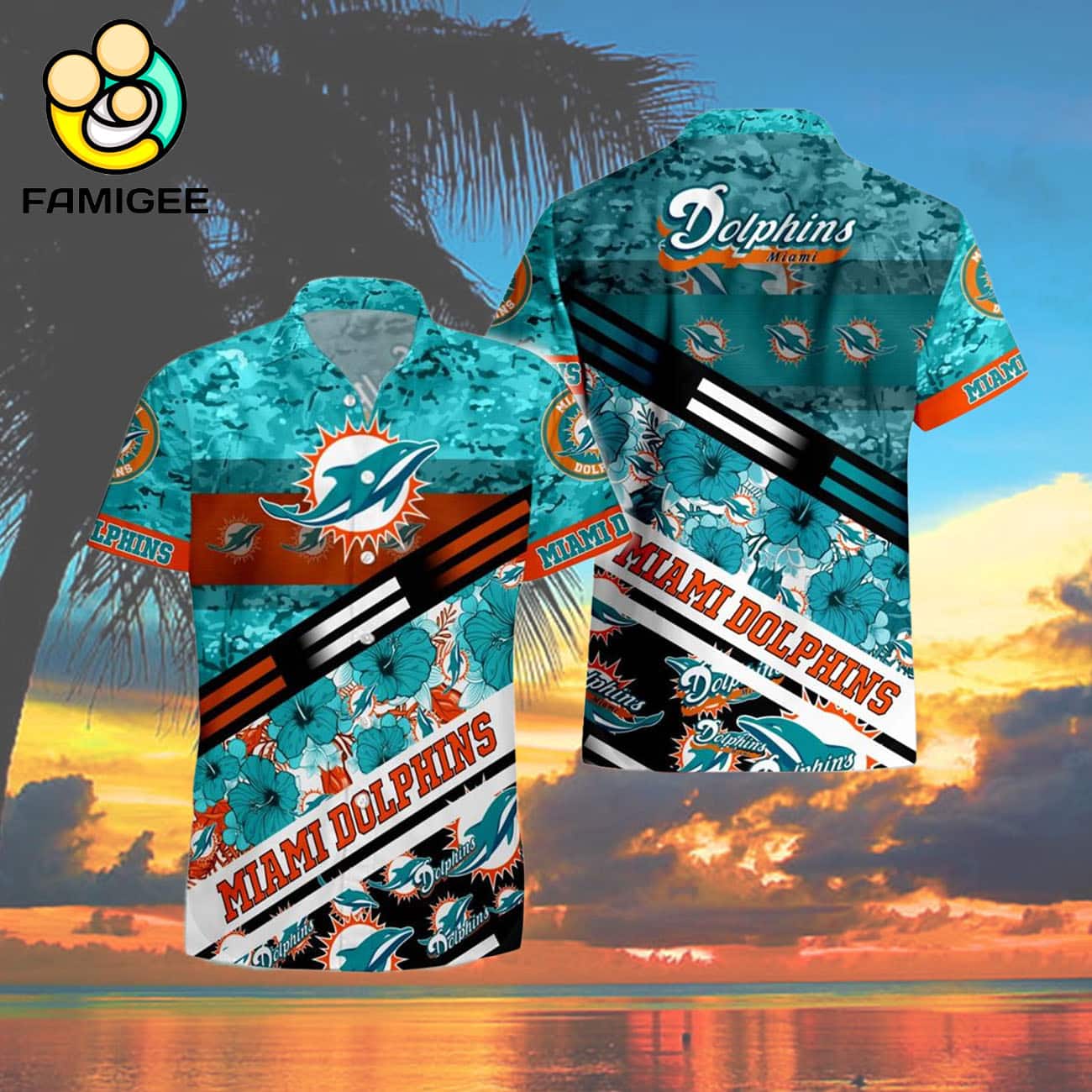 Miami Dolphins Nfl 3d Camo Floral T Hawaiian Shirt Miami Dolphins Nfl 3d Camo Floral T Hawaiian Shirt