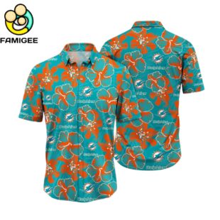 Miami Dolphins Nfl Floral Button Hawaiian Shirt 1